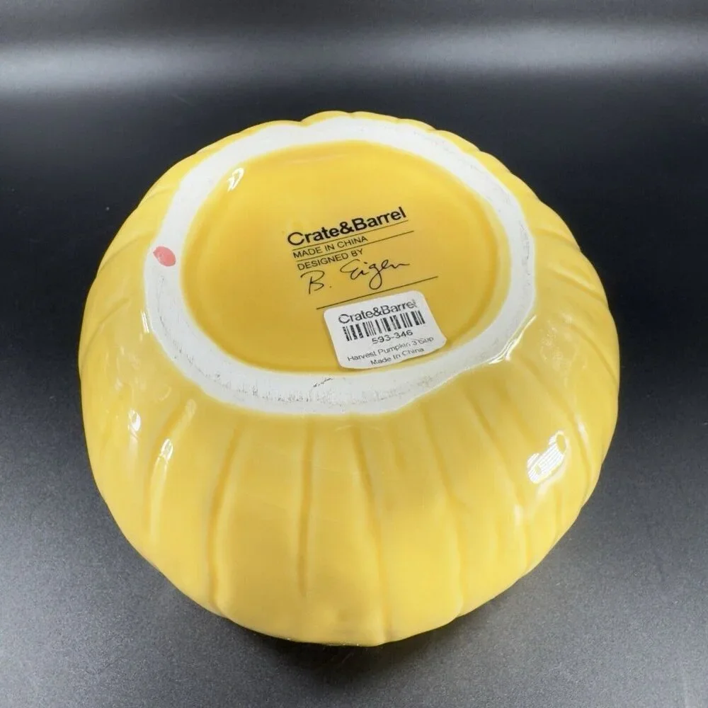 Crate & Barrel B Eigen Harvest‎ Yellow Pumpkin Squash Ceramic Bowl Canister Jar